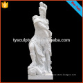 Popular art sculpture life size white marble garden warrior stone statue for garden decoration